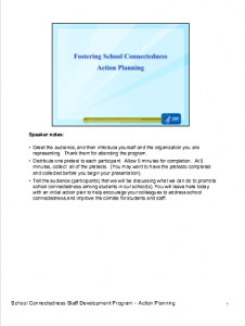 Fostering School Connectedness: Action Planning (Administrators)
