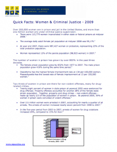 Quick Facts: Women & Criminal Justice – 2009