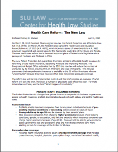 Health Care Reform: The New Law