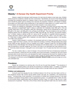 Obesity – A Kansas City Health Department Priority