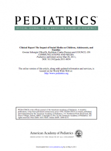 Clinical Report: The Impact of Social Media on Children, Adolescents, and Families