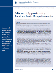 Missed Opportunity: Transit and Jobs in Metropolitan America
