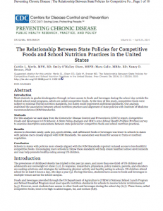 The Relationship Between State Policies for Competitive Foods and School Nutrition Practices in the United States
