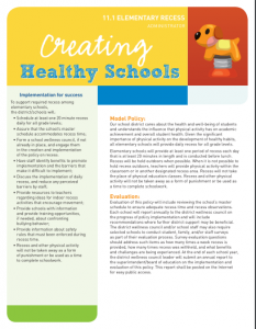 Creating Healthy Schools: Elementary Recess (Administrator(
