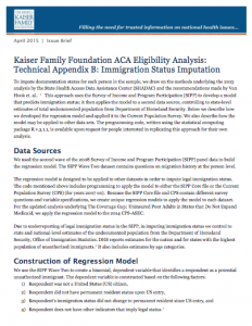 Kaiser Family Foundation ACA Eligibility Analysis: Technical Appendix B: Immigration Status Imputation