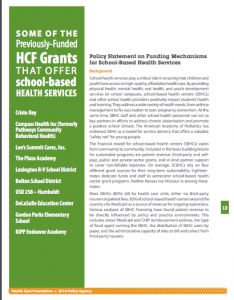 Policy Statement on Funding Mechanisms for School-Based Health Services