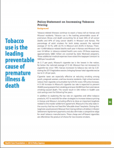 Policy Statement on Increasing Tobacco Pricing